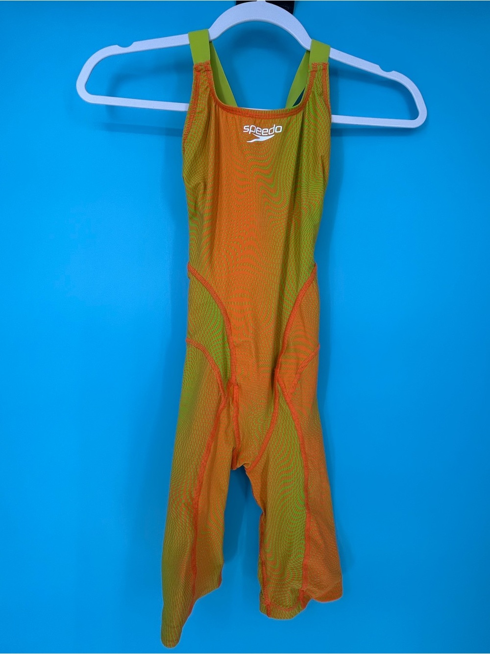 Speedo Bright Green and Orange women’s Racing One-Piece Swimsuit